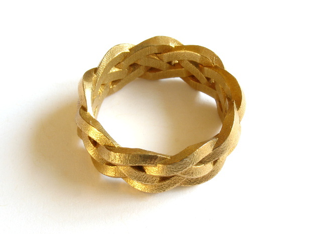 Four-strand Braid Ring in Natural Brass