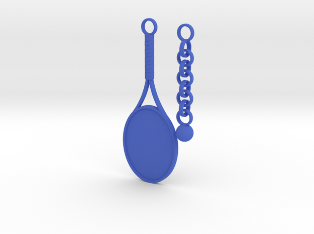 Play Tennis Keychain  in Blue Processed Versatile Plastic