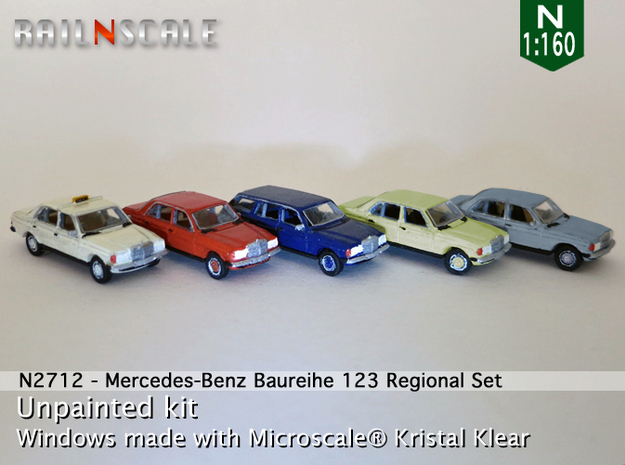 SET 5x Mercedes-Benz W123 - Regional set (N1:160) in Tan Fine Detail Plastic