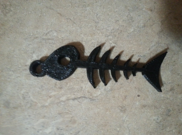  Fish Skeleton keychain in Black Natural Versatile Plastic