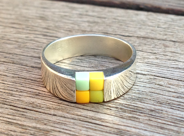 4-bit ring (US8 /⌀18.2mm) in Polished Silver