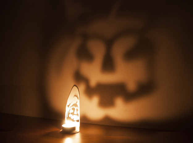 In the shadows - A Halloween Pumpkin Projection  in White Natural Versatile Plastic