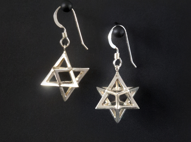  Star Tetrahedron earrings #Silver in Fine Detail Polished Silver