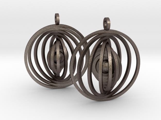 Orbital Earrings in Polished Bronzed Silver Steel