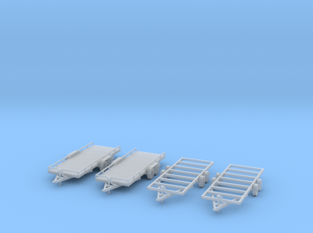 HO Scale Flatbed trailers and trailer frames X4  in Tan Fine Detail Plastic