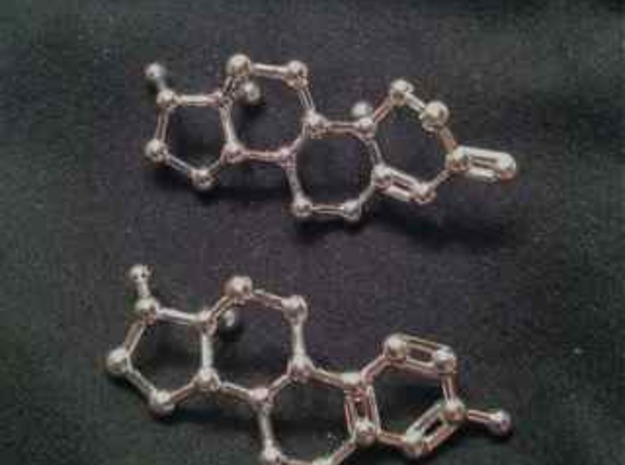 Testosterone and Estrogen SMALL in Fine Detail Polished Silver