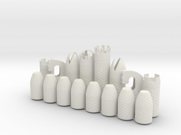 Chess Pieces in White Natural Versatile Plastic