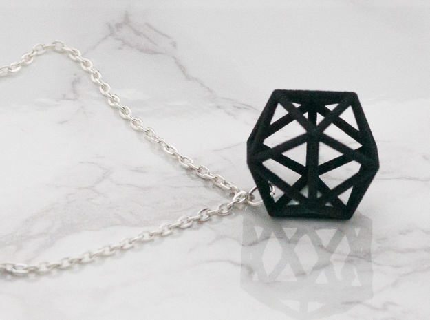 Dodecahedron Pendant in Black Natural Versatile Plastic