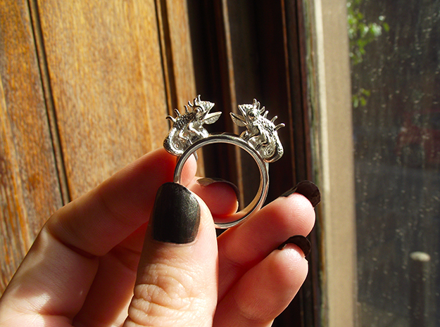 Twin Chameleon Ring in Fine Detail Polished Silver