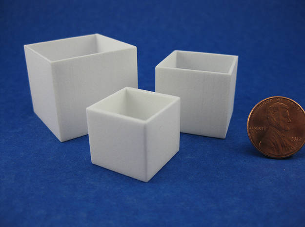 Cube Planter 3-piece Collection 1:12 scale in White Processed Versatile Plastic
