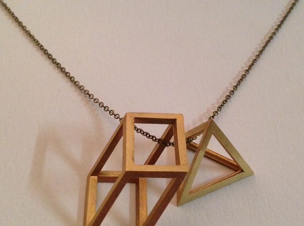 Cube Pendant in Natural Brass