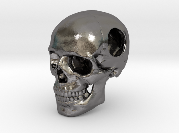 18mm .7in Bead Human Skull Crane Schädel че́реп in Polished Nickel Steel