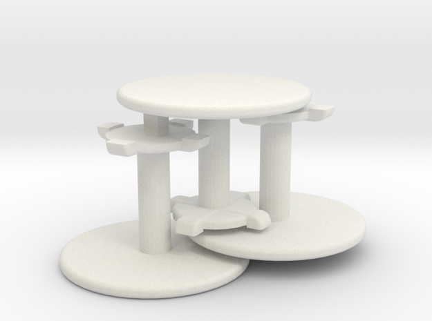 HO Scale Round Tables X3 in White Natural Versatile Plastic