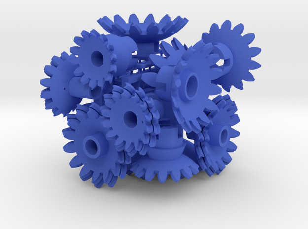 Blue Gears & Tiles for the Multi-Gear Cube Kit in Blue Processed Versatile Plastic