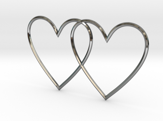 Hearts together in Fine Detail Polished Silver