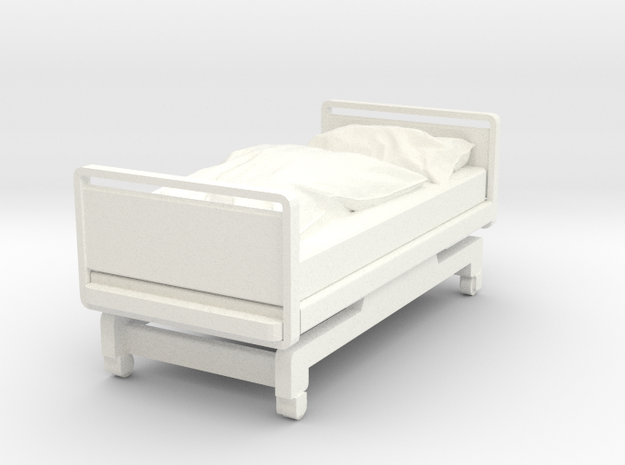 Hospital Bed in White Processed Versatile Plastic