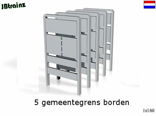 5 gemeentegrens borden (1:160) in Tan Fine Detail Plastic