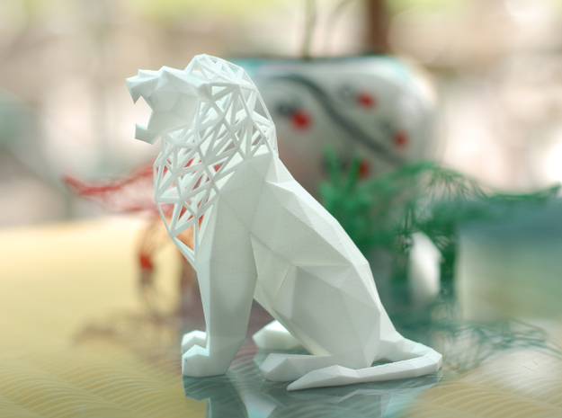 Roaring Lion in White Natural Versatile Plastic