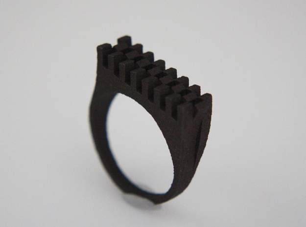 Tri-Fold Edge Ring - US Ring Size 07 in Matte Black Steel