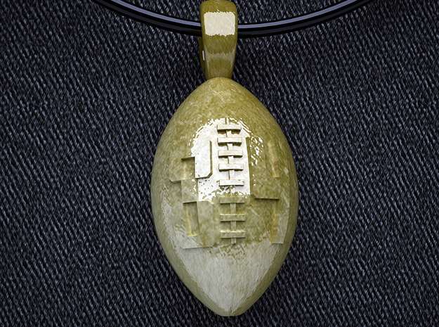 Football Pendant #84 small size in Polished Brass