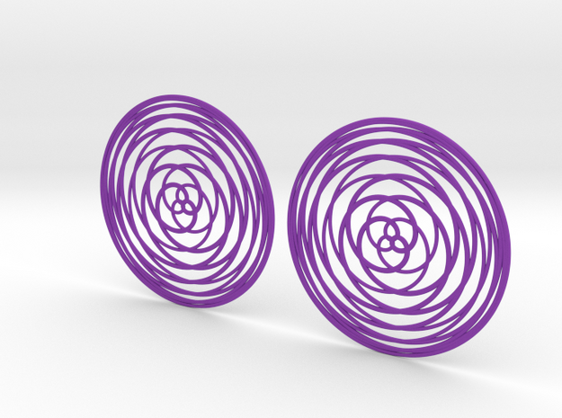 Rose Curve Earrings 60mm in Purple Processed Versatile Plastic