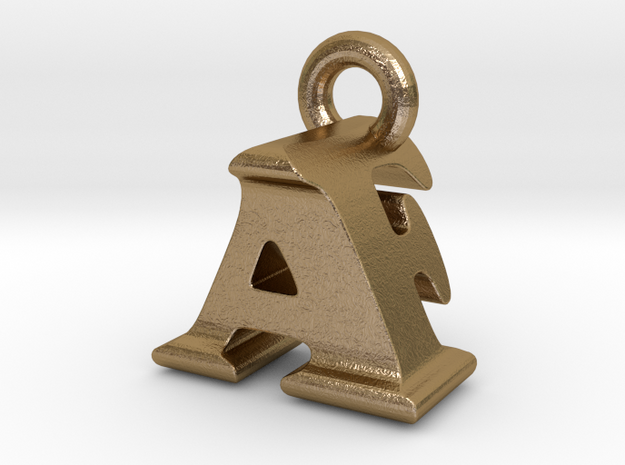 3D Monogram Pendant - AFF1 in Polished Gold Steel