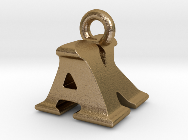 3D Monogram Pendant - AKF1 in Polished Gold Steel