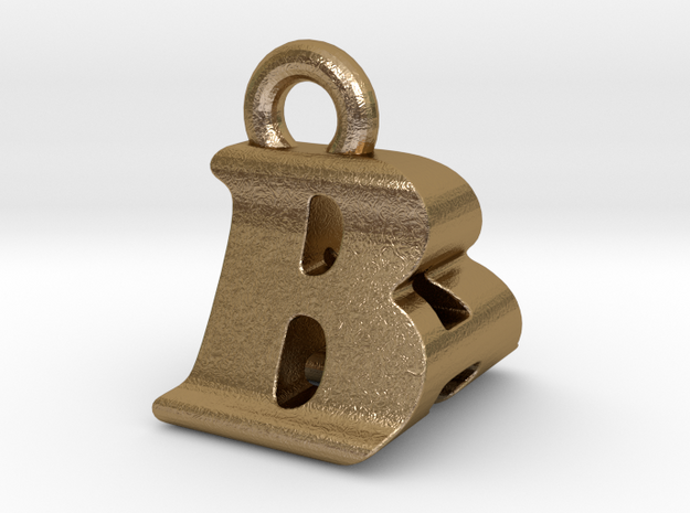 3D Monogram Pendant - BAF1 in Polished Gold Steel