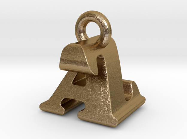 3D Monogram Pendant - AZF1 in Polished Gold Steel