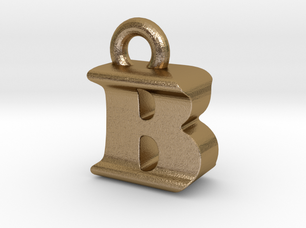 3D Monogram Pendant - BIF1 in Polished Gold Steel
