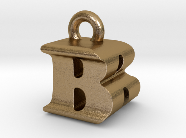 3D Monogram Pendant - BRF1 in Polished Gold Steel