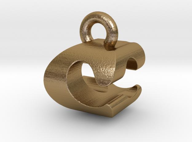 3D Monogram Pendant - CCF1 in Polished Gold Steel