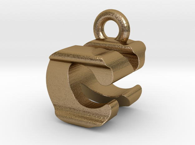3D Monogram Pendant - CNF1 in Polished Gold Steel