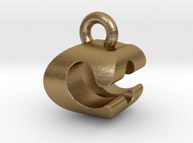 3D Monogram Pendant - COF1 in Polished Gold Steel