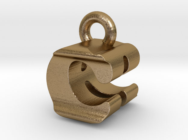 3D Monogram Pendant - CRF1 in Polished Gold Steel