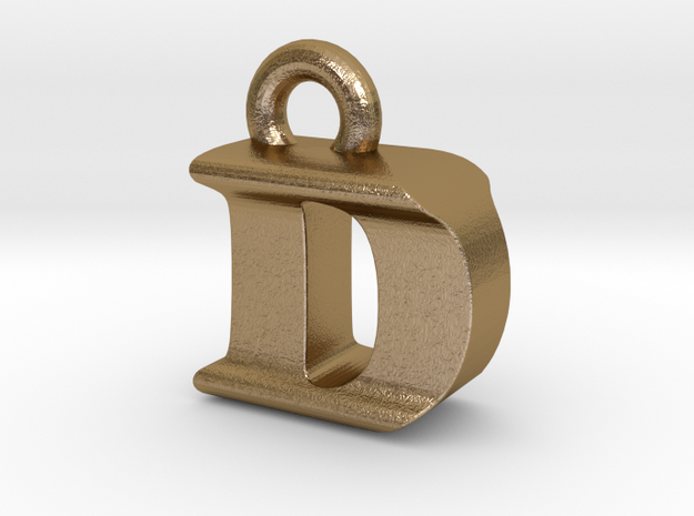 3D Monogram Pendant - DIF1 in Polished Gold Steel