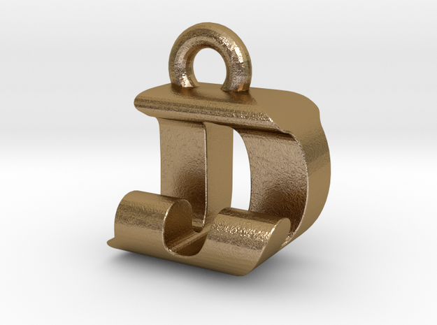 3D Monogram Pendant - DJF1 in Polished Gold Steel