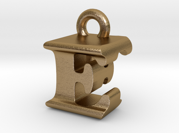 3D Monogram Pendant - EFF1 in Polished Gold Steel