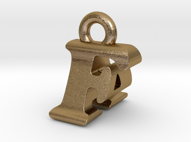 3D Monogram Pendant - FAF1 in Polished Gold Steel