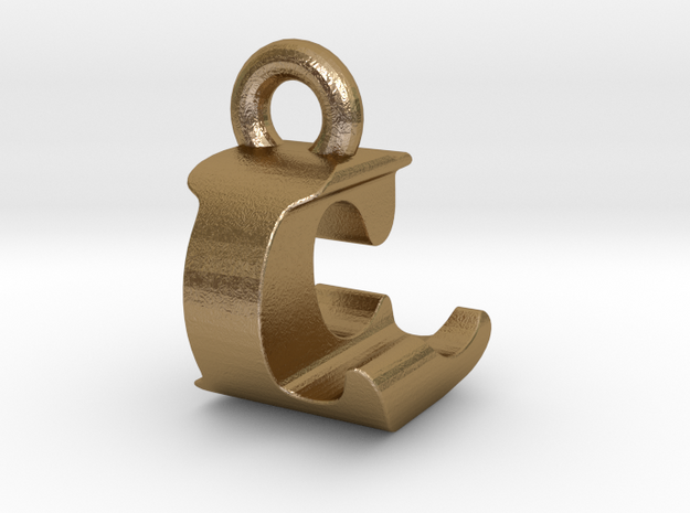 3D Monogram Pendant - LCF1 in Polished Gold Steel