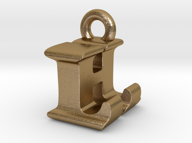 3D Monogram Pendant - LHF1 in Polished Gold Steel