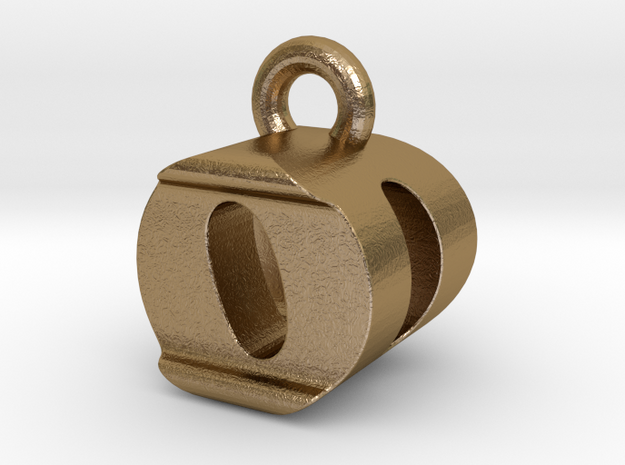 3D Monogram Pendant - ODF1 in Polished Gold Steel