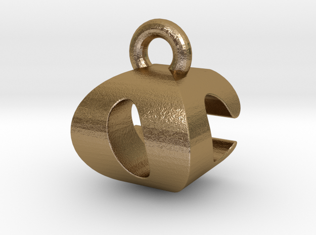 3D Monogram Pendant - OCF1 in Polished Gold Steel