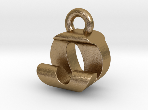 3D Monogram Pendant - OJF1 in Polished Gold Steel