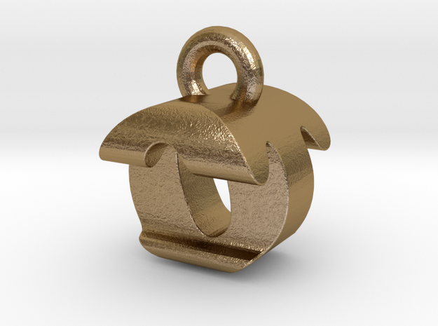 3D Monogram Pendant - OTF1 in Polished Gold Steel
