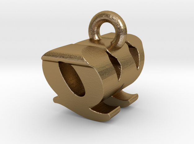 3D Monogram - QWF1 in Polished Gold Steel