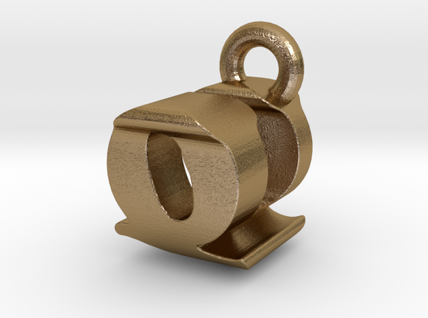 3D Monogram - QUF1 in Polished Gold Steel