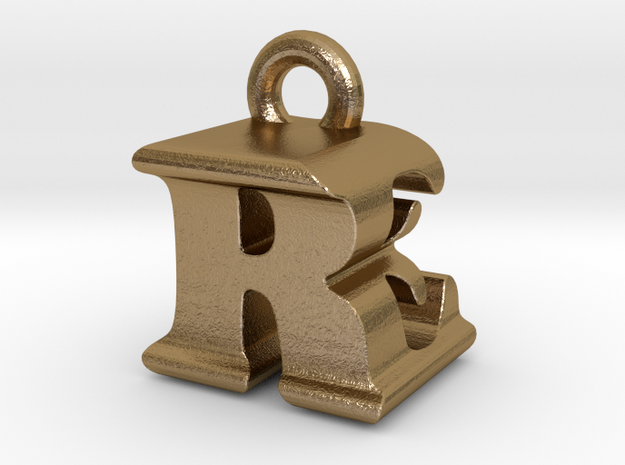 3D Monogram - REF1 in Polished Gold Steel