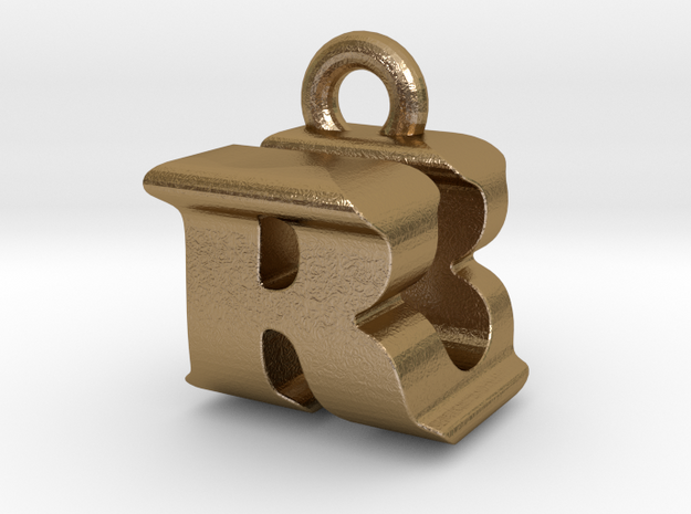 3D Monogram - RUF1 in Polished Gold Steel