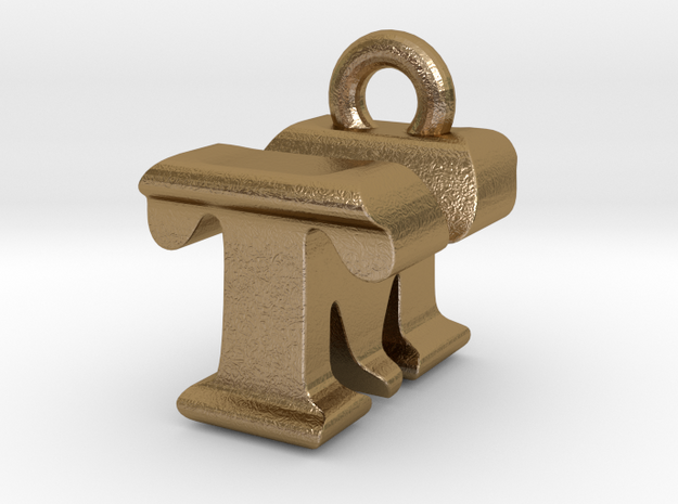 3D Monogram - TMF1 in Polished Gold Steel